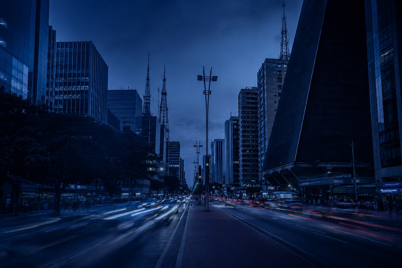 Avenida Paulista vista aérea ao entardecer